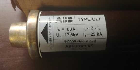 Wkładka bezpiecznikowa ABB Type CEF 17,5kV 63A