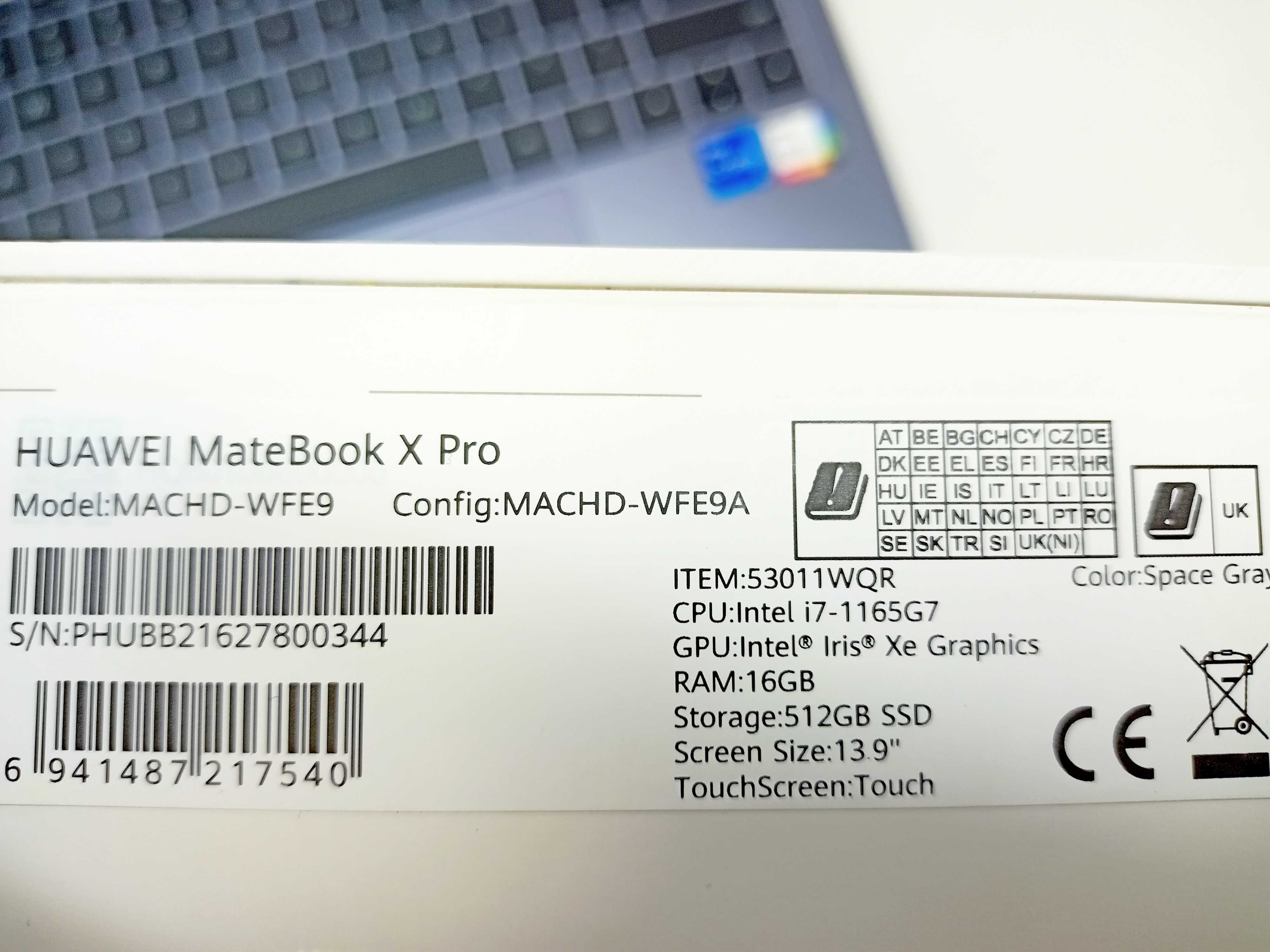 Laptop Huawei Matebook X Pro 2022 Core i7/16/512