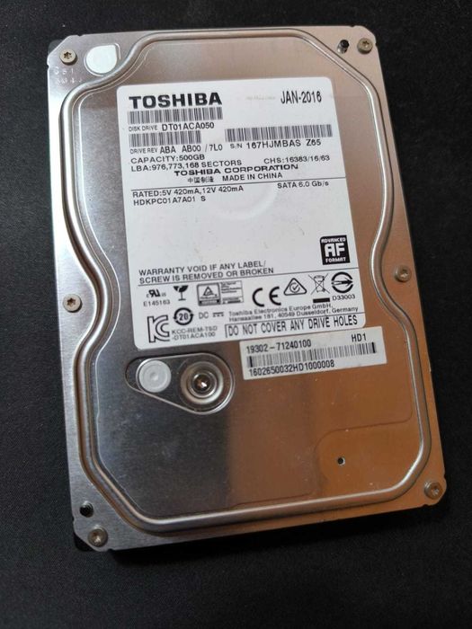Disco Rígido HDD 500GB 7200RPM Toshiba