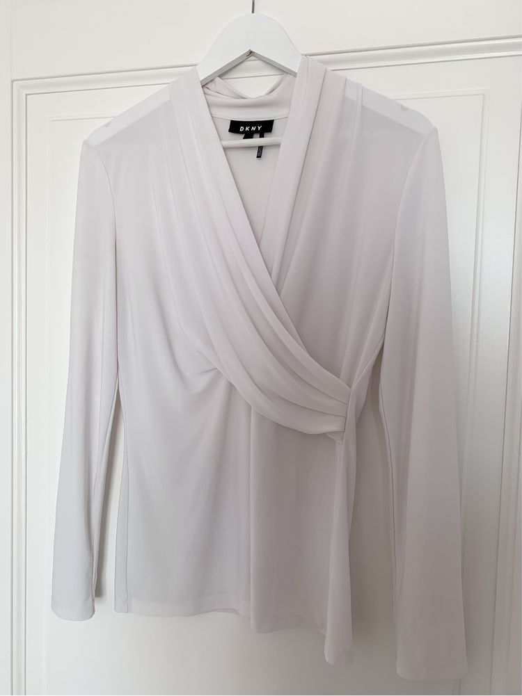 DKNY Donna Karan New York bluzka długi rękaw elegancka biała