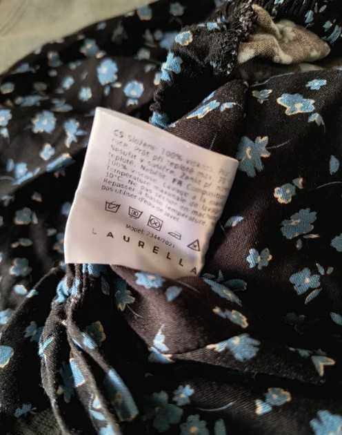Sukienka Laurella czarna w niebieskie kwiatki XS