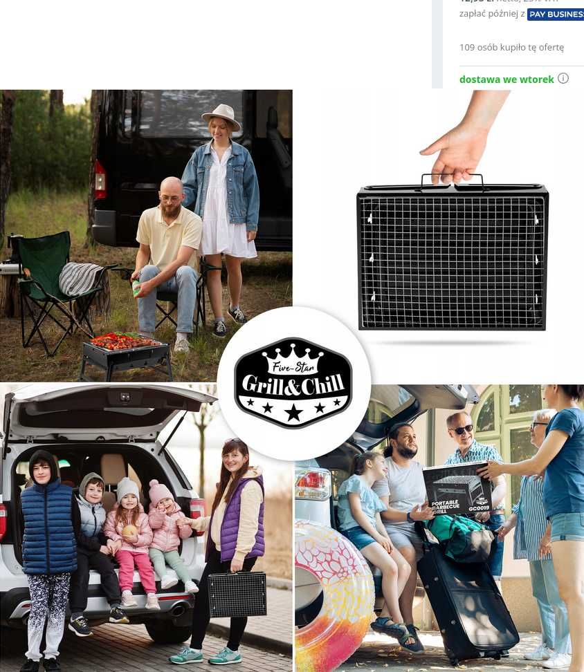 Grill węglowy Five-Star Grill&Chill 34 x 26 cm