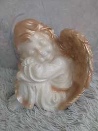Статуетка великий білий золотистий ангел ангелочек статуэтка