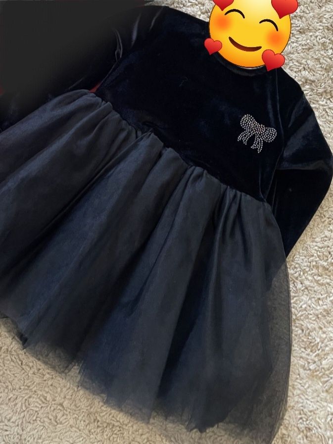 Чёрное платье 24-36, нарядное платье 92-98, платье с фатином