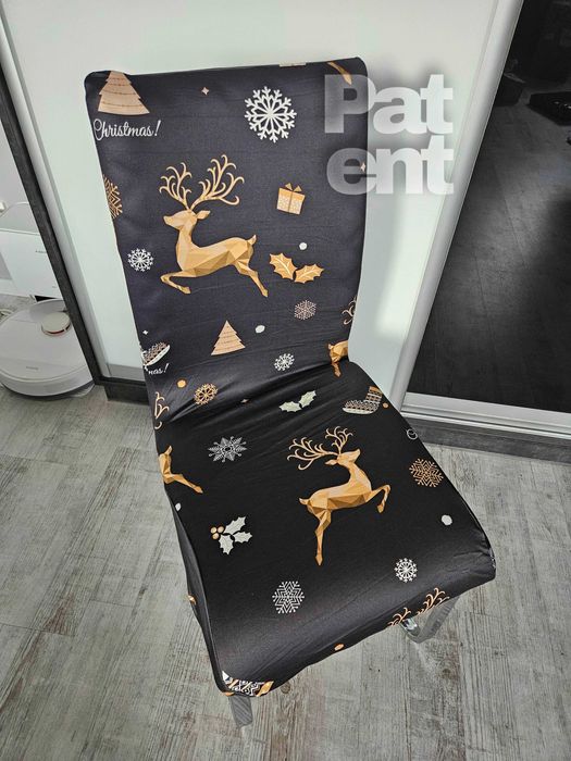 Świąteczne pokrowce na krzesła świąteczne 4 sztuki czarne święta