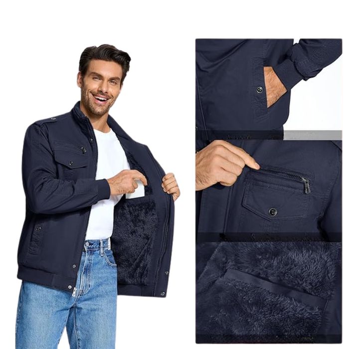 Męska granatowa kurtka field jacket ocieplana XL