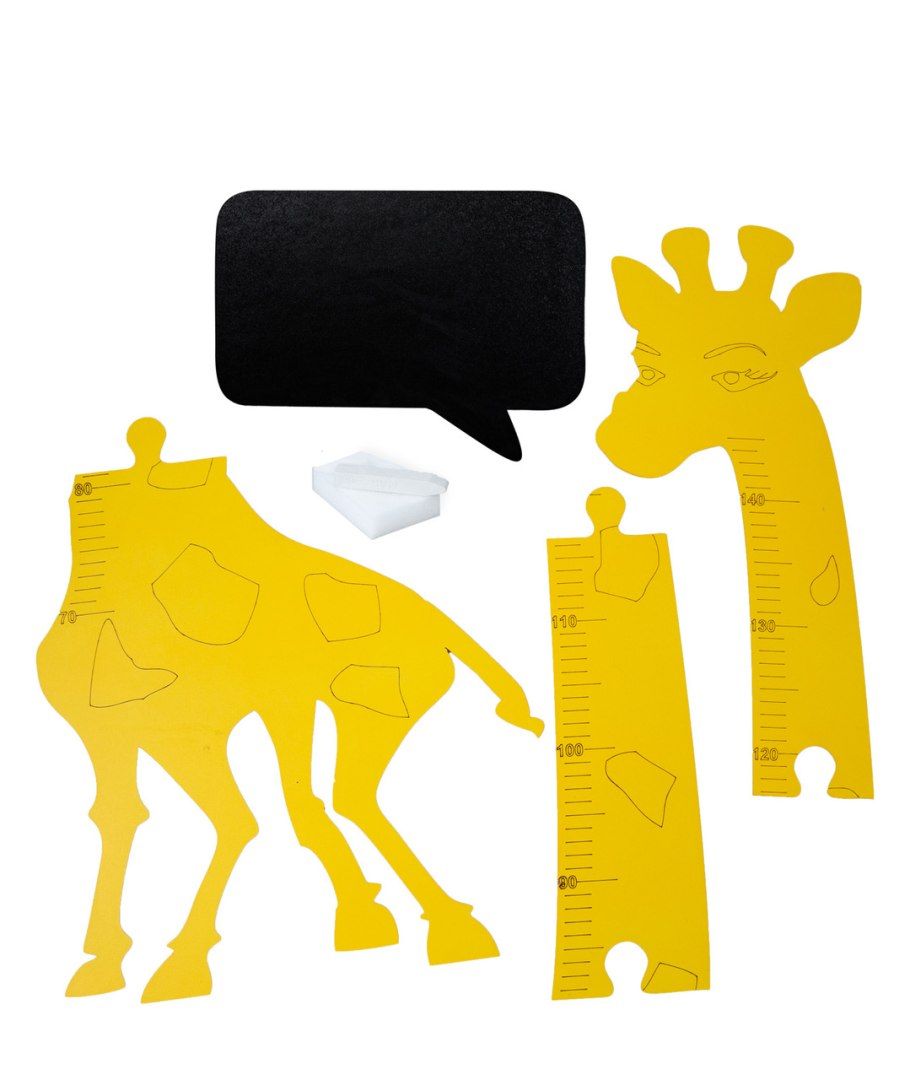Miarka wzrostu żyrafa drewniana 125 cm żółta + tablica 32 x 44 cm