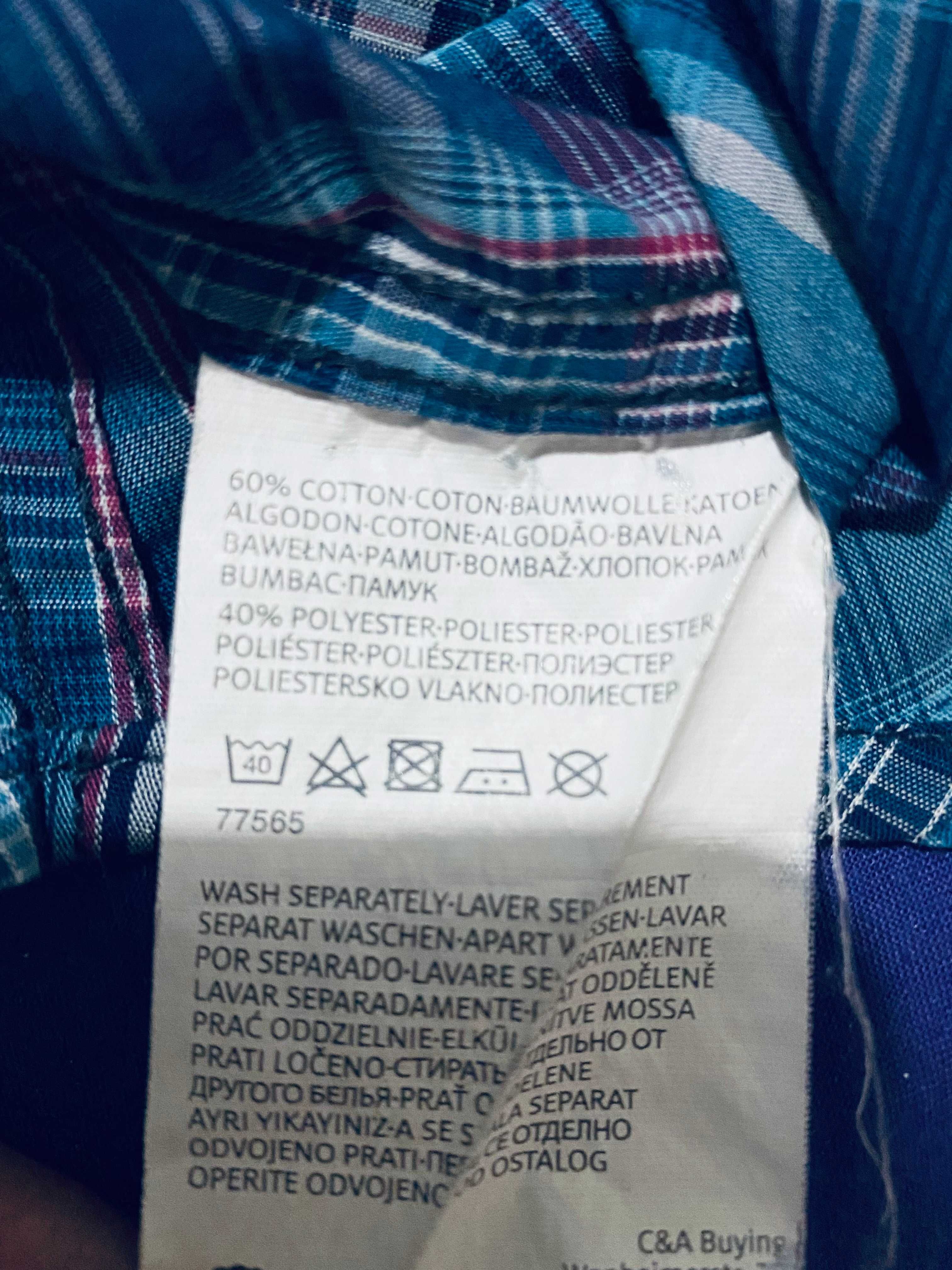 Рубашка S клетка slim fit сорочка полоска разноцве хлопок Германия c&a