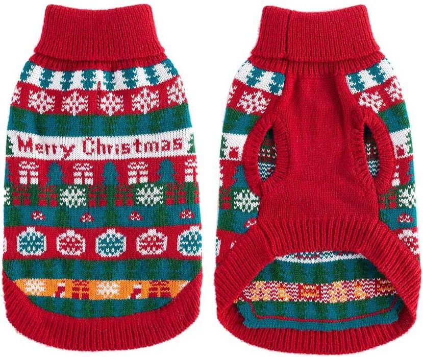 EXPAWLORER  Zimowy sweterek świąteczny dla psa rozmiar S czerwony