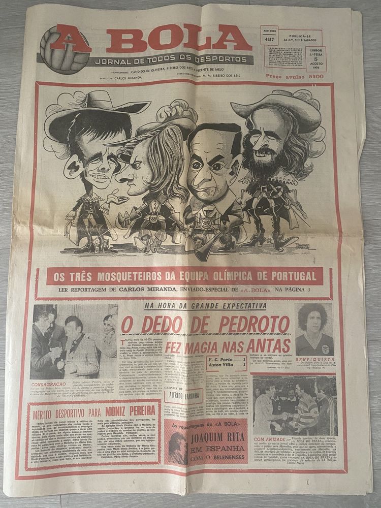 3 jornais de 1976 , vitória de Carlos lopes nos jogos olímpicos