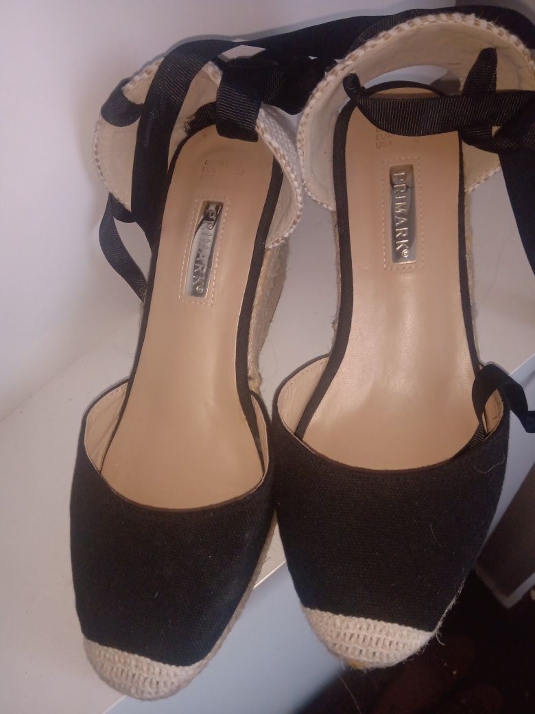 Espadryle na koturnie czarne wiązane