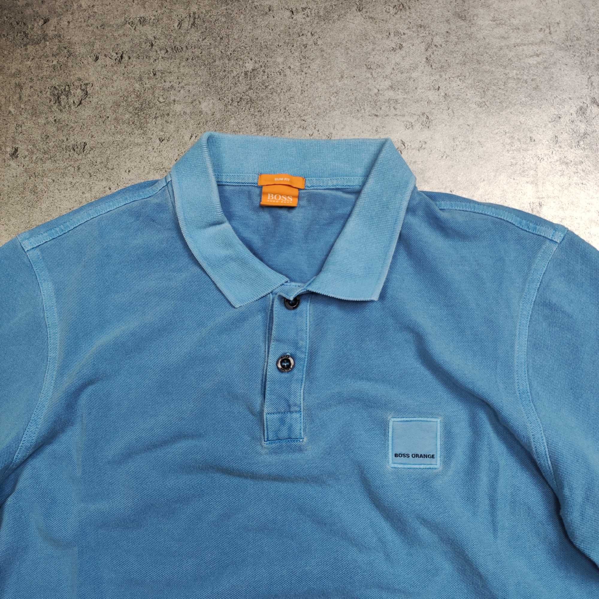 MĘSKA Koszulka Elegancka Hugo Boss Orange Haft Logo Polo Bawełna