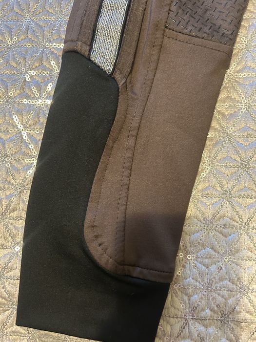 Bryczesy HKM 36/38 breginsy brązowe ze srebrnymi lampasami