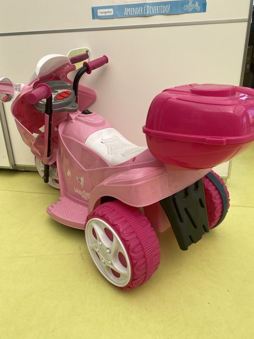 Moto eletrica com 2 velocidades rosa princesa