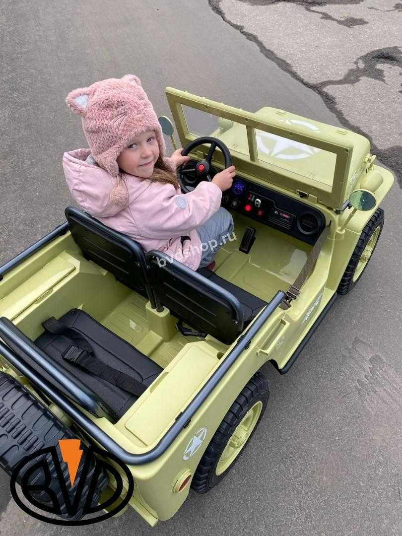 WIELKI JEEP JH101 dla dzieci! Auto wojskowe na akumulator 3osobowe