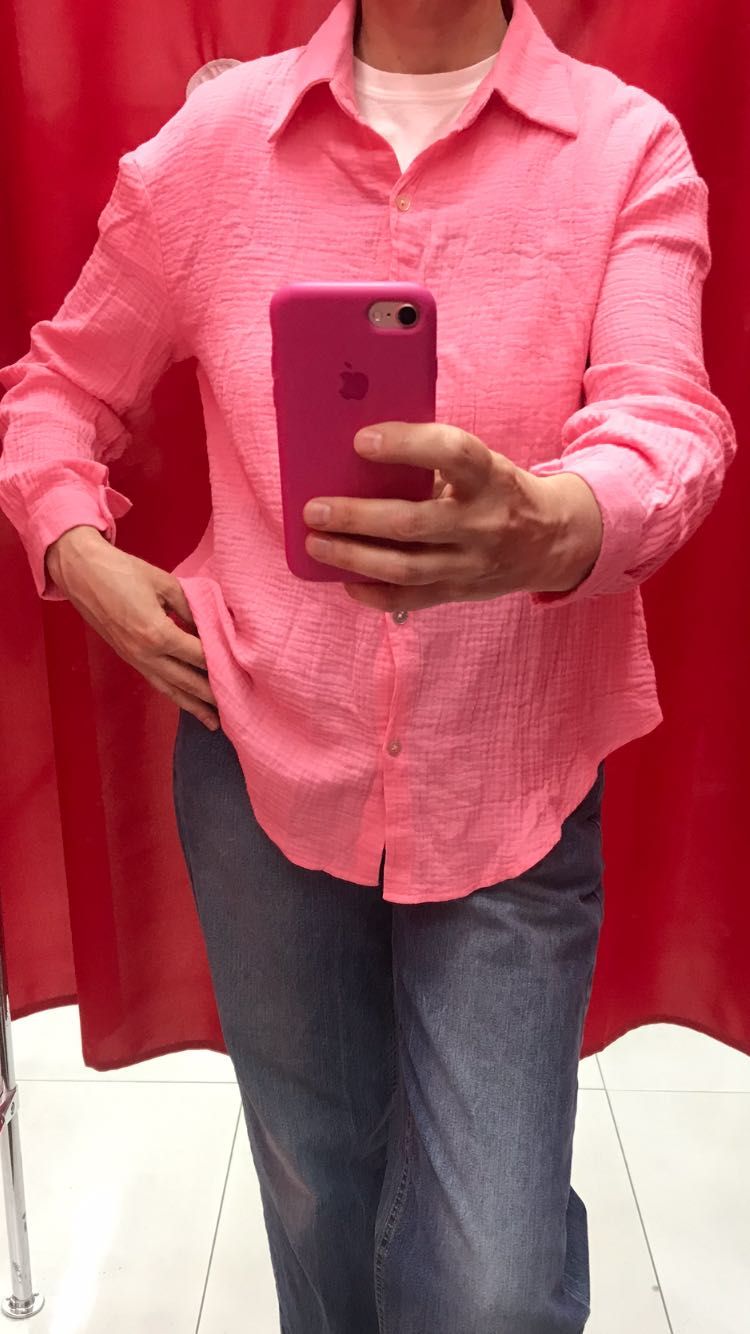 Рубашка муслиновая розовая,XS/S/M