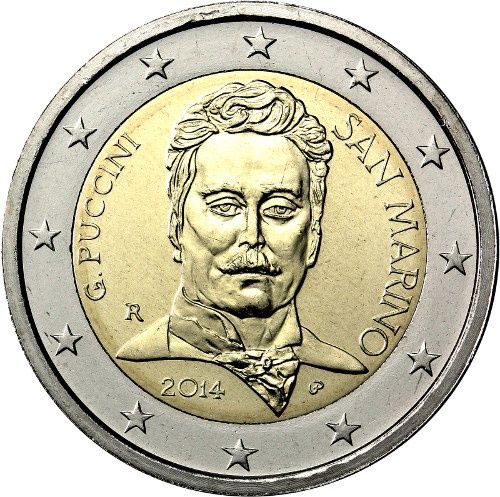 Moeda 2€ Giacomo Puccini - San Marino 2014