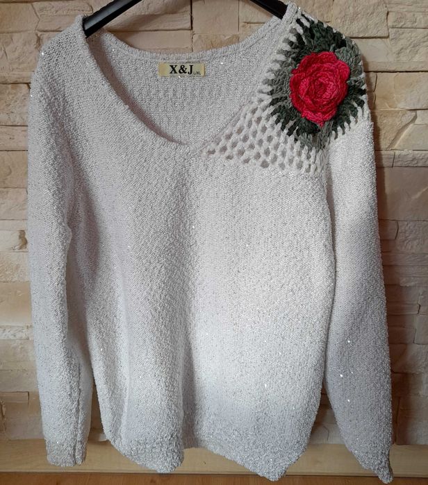 Sweter błyszczący roz. L