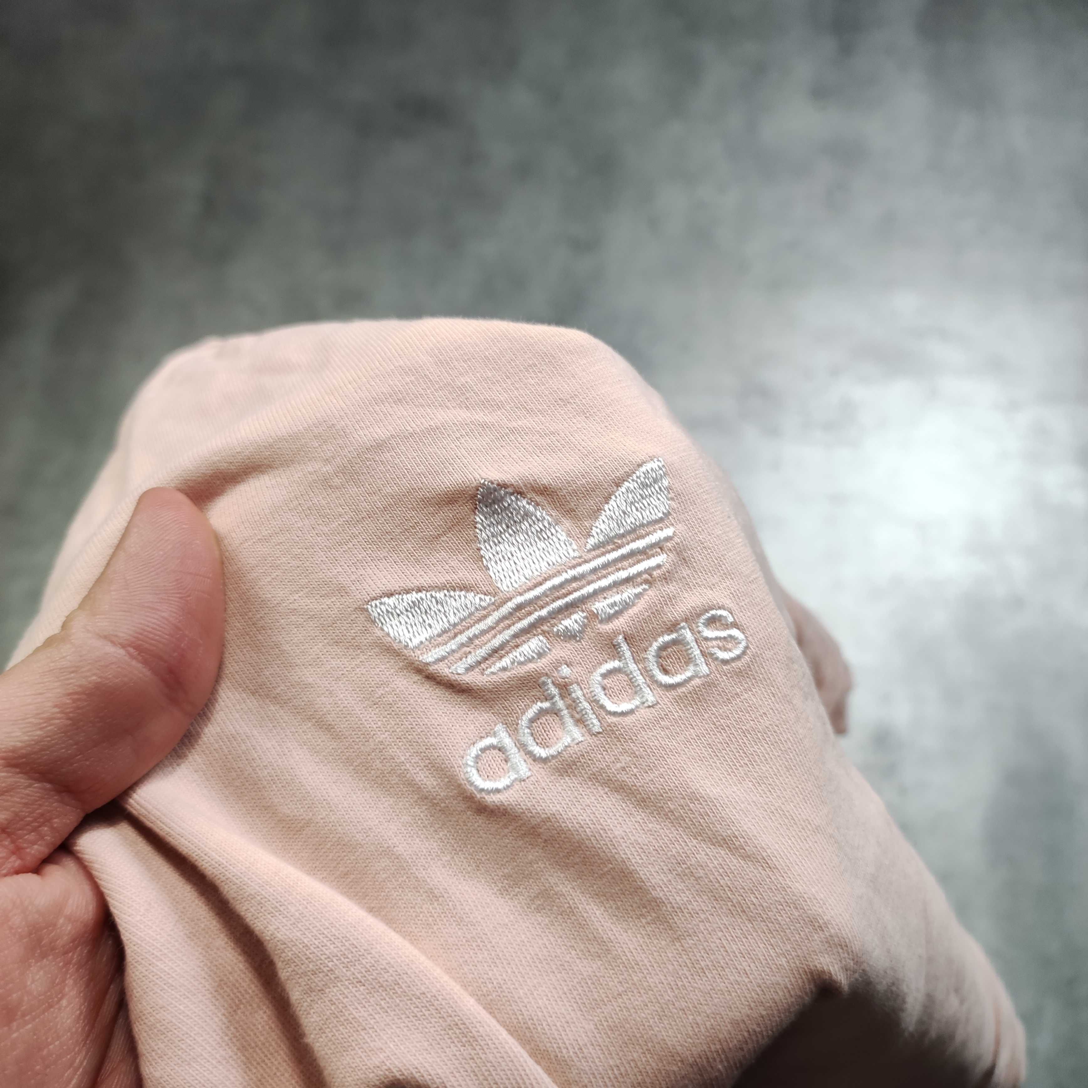 MĘSKA Koszulka Bawełna Jasno Różowa Adidas 3Paski Haft Logo California