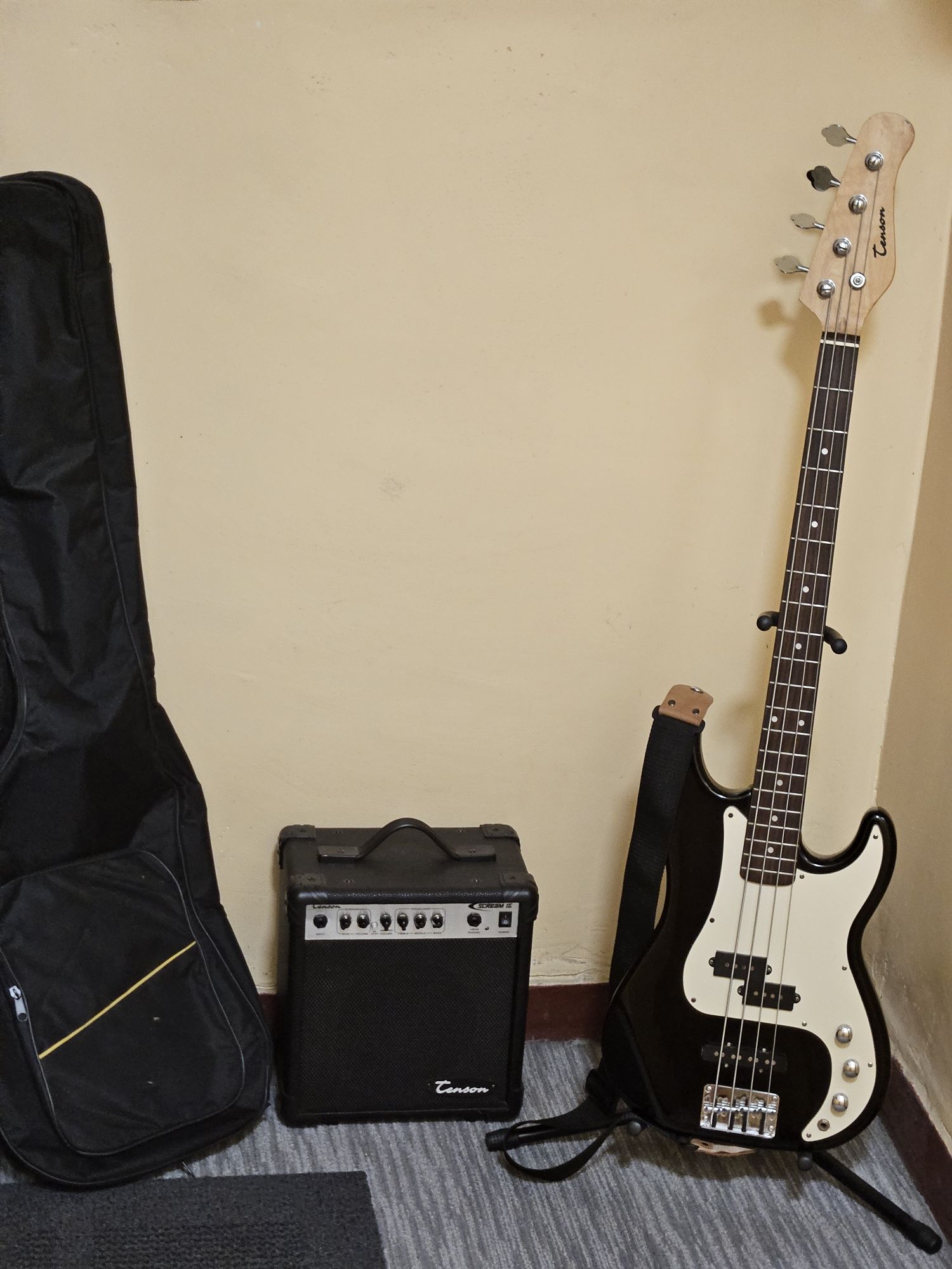 Gitara basowa Tenson PJ super stan.zestaw