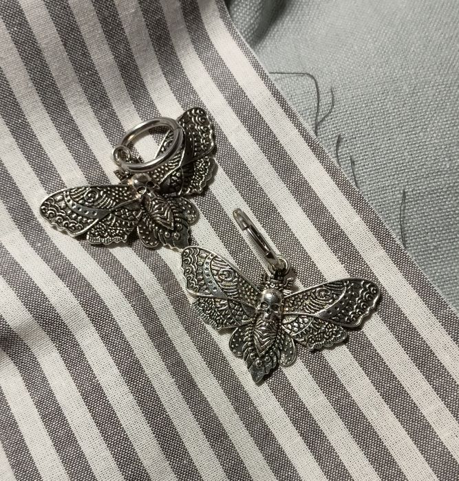 Сережки нічний метелик під срібло