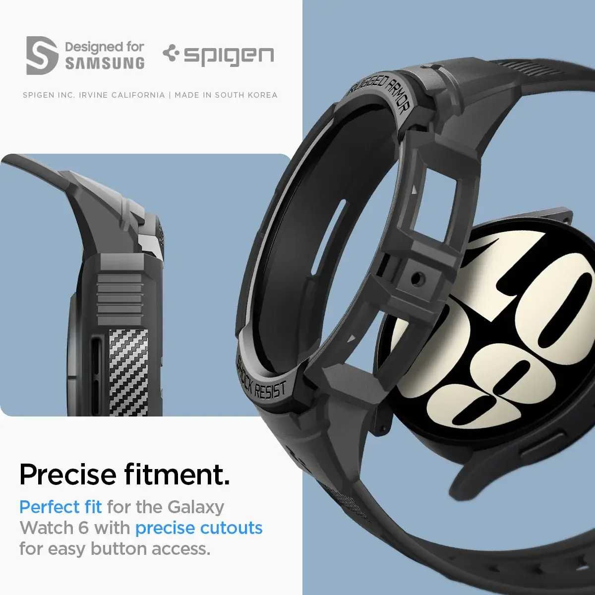 Чехол с ремешком Spigen Rugged Armor Pro Samsung Galaxy Watch 6 Black