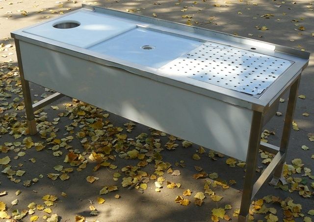 Стіл з нержавіючої сталі, стіл виробничий, з полицею, стіл тумба
