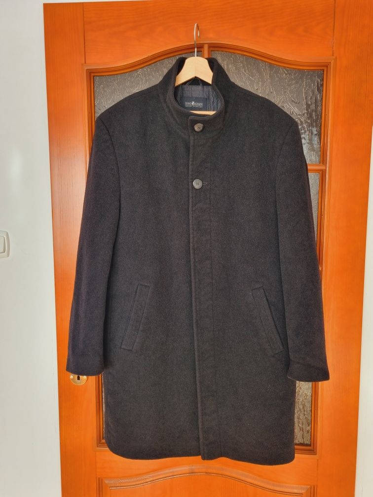 Płaszcz męski zima jesień 40 L kurtka moda wełna fashion czarny
