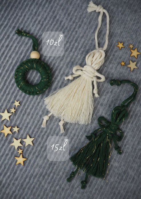 Ozdoby choinkowe świąteczne makrama