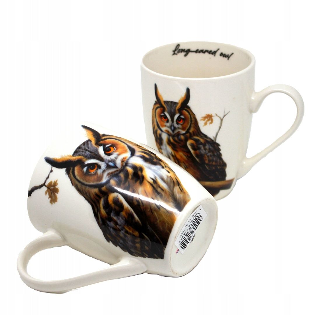 efektowny kubek biała porcelana kostna - sowa - queen isabell 350ml.