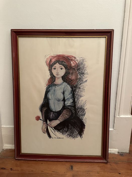Litografia Cipriano Dourado “Camponesa de Abril” 1974