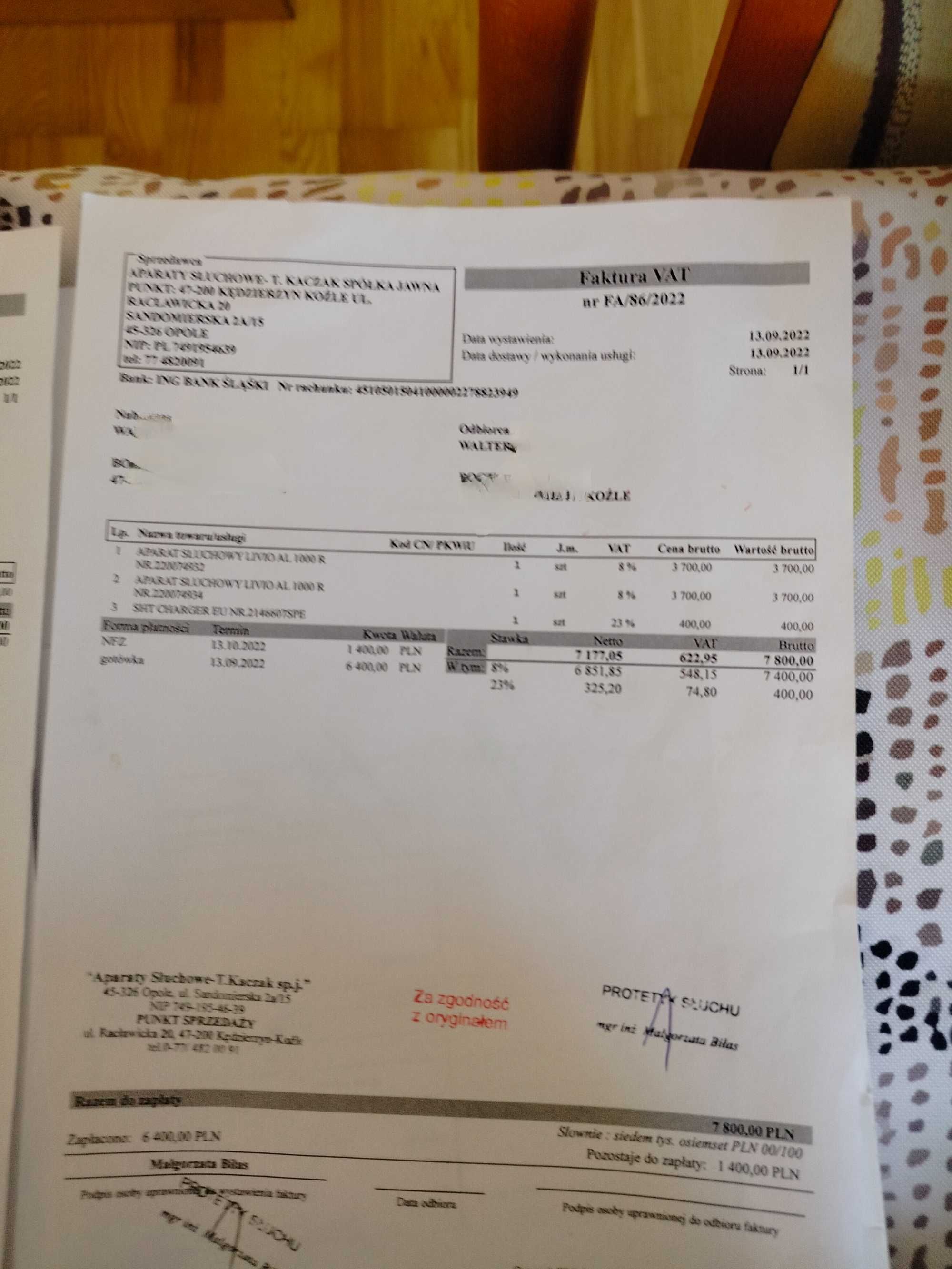 Aparat słuchowy Livio al 1000 starkey cały komplet