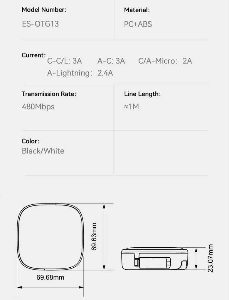 Комплект перехідників з швидким кабелем Type C, Lightning, Micro USB