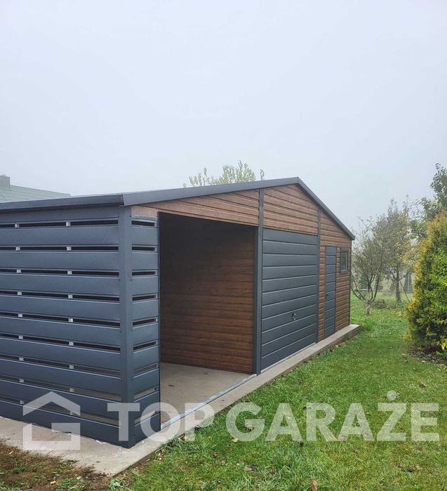 Garaż blaszany 9x6 dwustanowiskowy Z WIATĄ + POMIESZCZENIE GOSPODARCZE