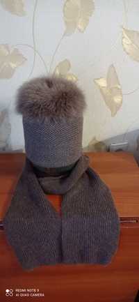 Комплект шапка шарф вязаный