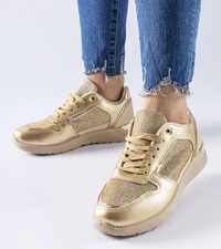Beżowo-złote sneakersy z ozdobną nitką Facondo 39