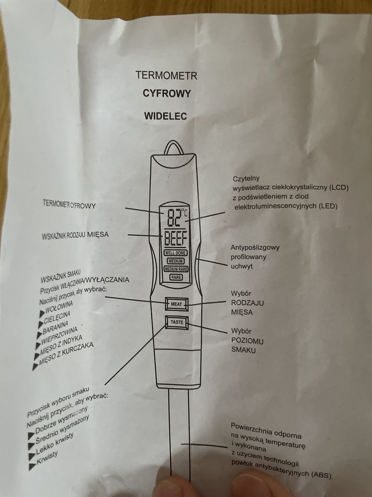 Termometr cyfrowy widelec do mięsa