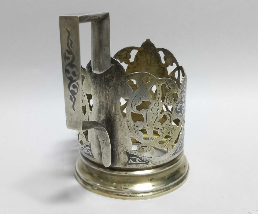 Podstakannik, uchwyt do szklanki, srebro 875, Rosja