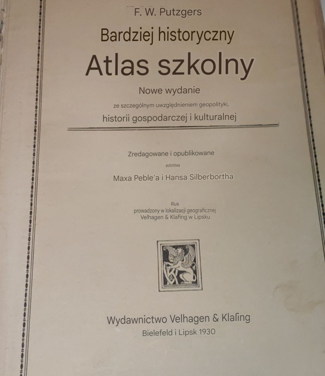 Szkolny atlas historyczny 1930 niemiecki Peble Putzgers