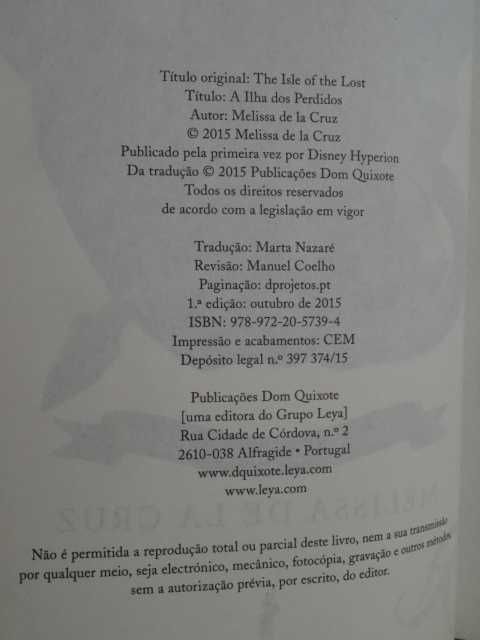 Os Descendentes - A Ilha dos Perdidos de Melissa de La Cruz - 1ª Ediç.