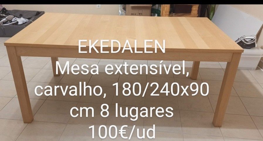 Vendo mesa mesa extensível IKEA, carvalho, 180/240x90 cm 8 lugares