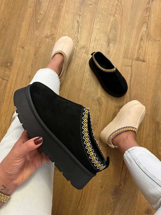 Klapki ocieplane na platformie futerku wysoka podeszwa rozmiar 37-41