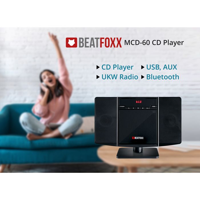 Wieża Beatfoxx MCD-60 z Bluetooth, USB, radio FM/AM