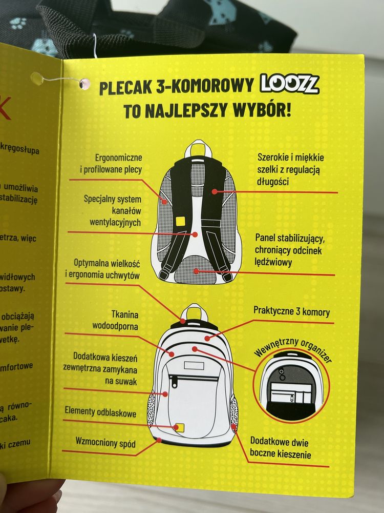 Plecak szkolny 3 komory usztywniane plecy nowy