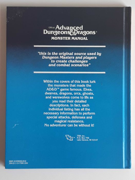 Official Advanced Dungeons& Dragons Monster Manual (1979 4th Edition)