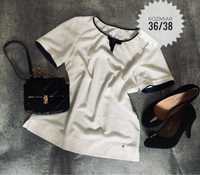 Biała elegancka bluzka z krotkim rękawem wiskoza  rozmiar36 38