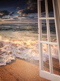 Nowy obraz 3D na płótnie plaża, okno 70/50 cm.