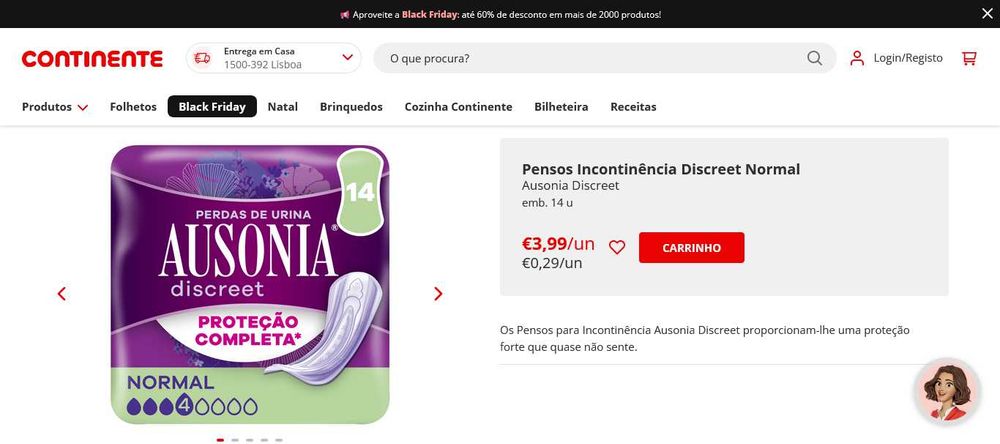 2 Packs Pensos Incontinência Ausonia Discreet