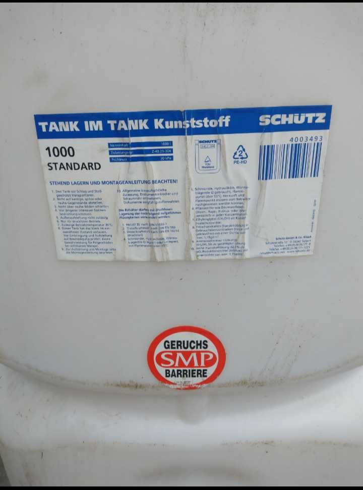 Zbiornik dwupłaszczowy na olej opałowy ropę 1000 l. Schutz