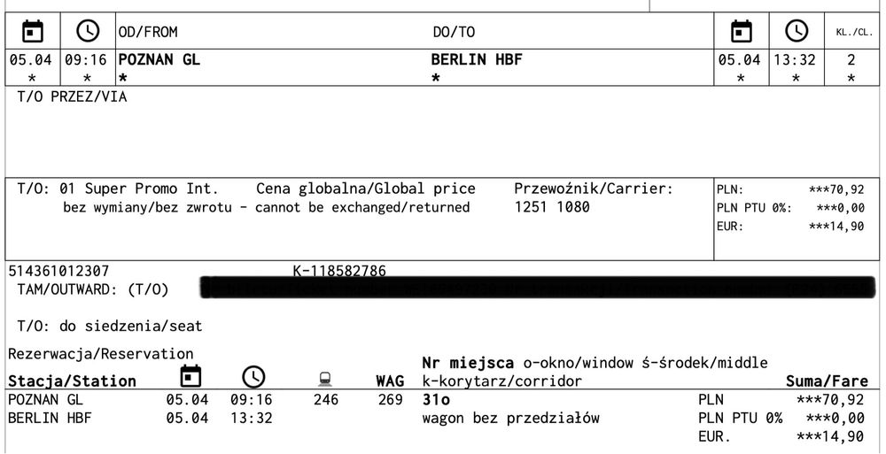 Bilet Poznań -> Berlin